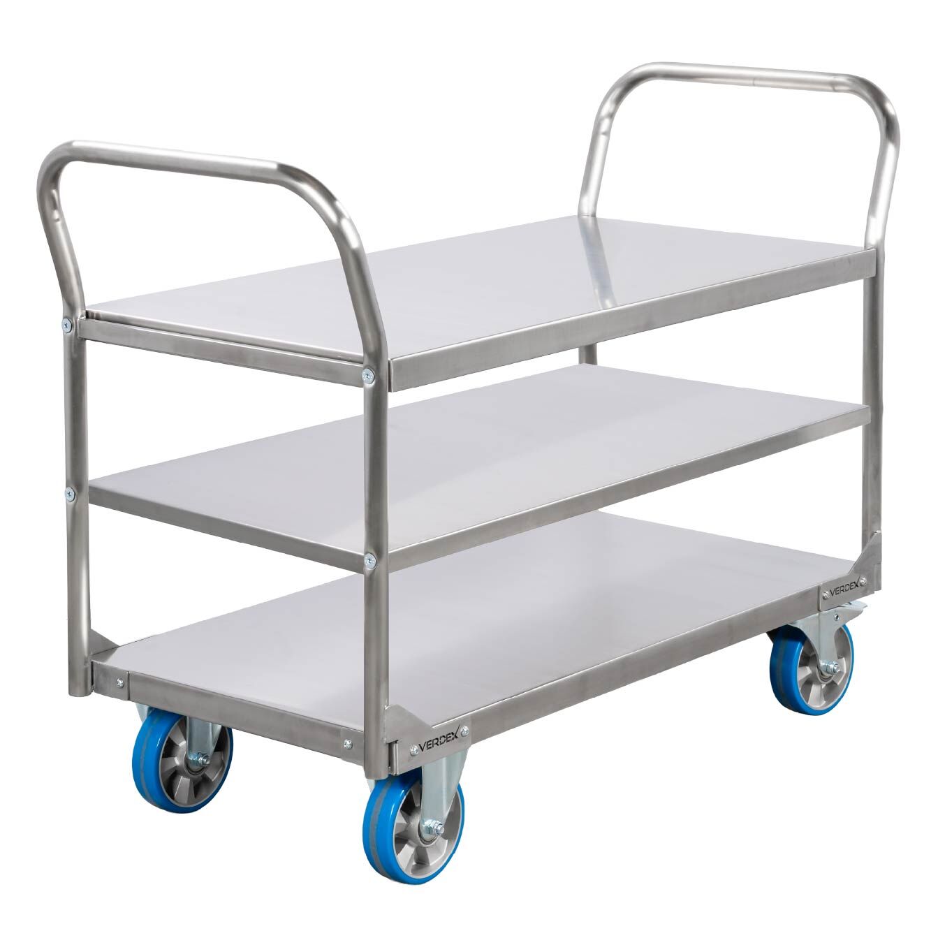 Stainless Steel Double Handle Platform Trolley - 3 Tier