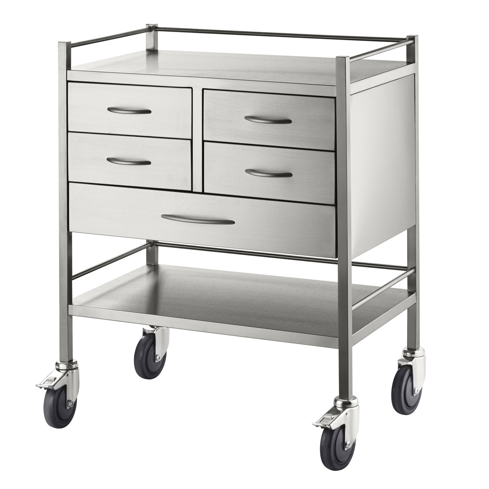 Stainless Steel Instrument Trolley (with 4 Half Drawers & 1 Full Drawer)