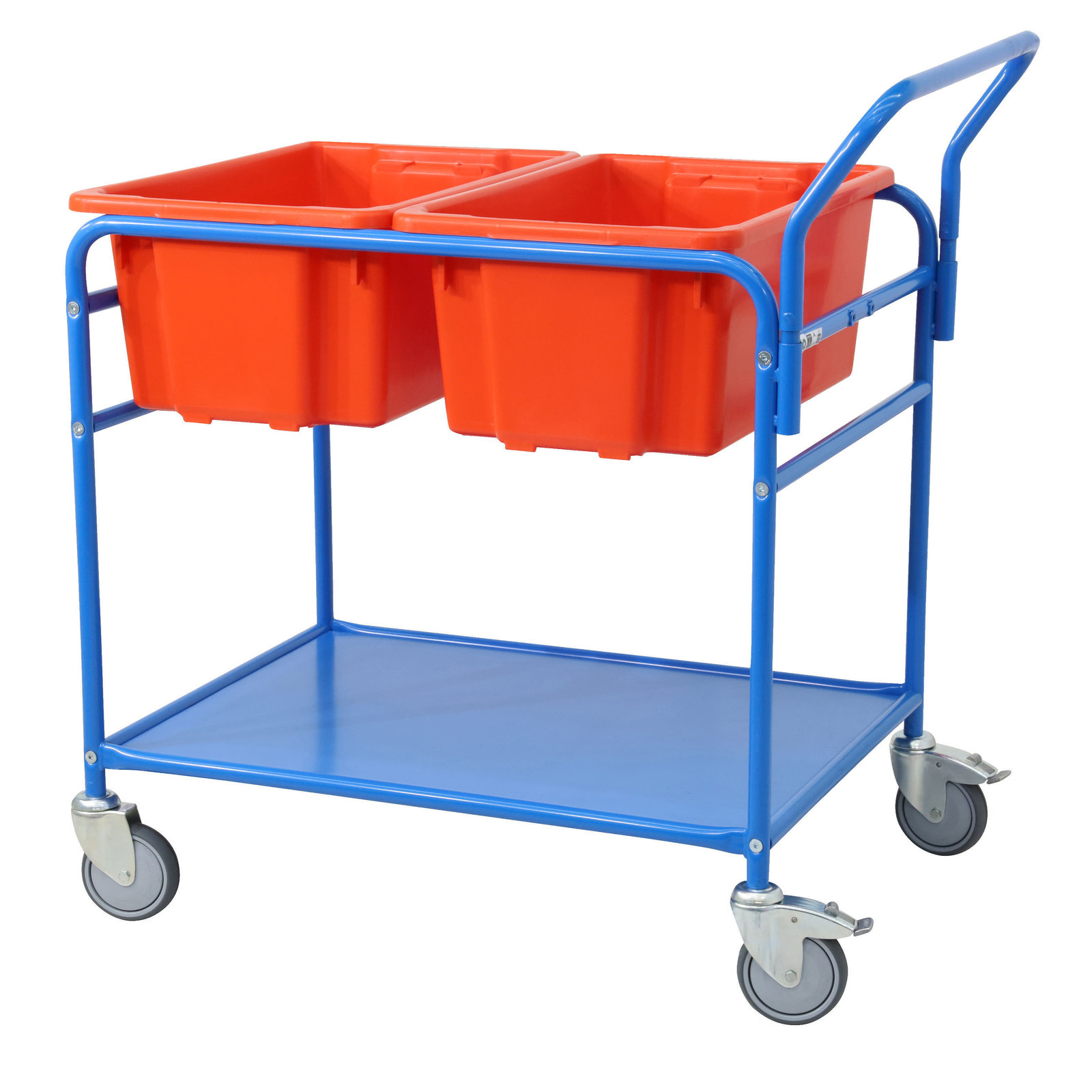 Double Tub Order Picking Trolley Kit (Includes 2 x No.10 Red Plastic Tubs as pictured)