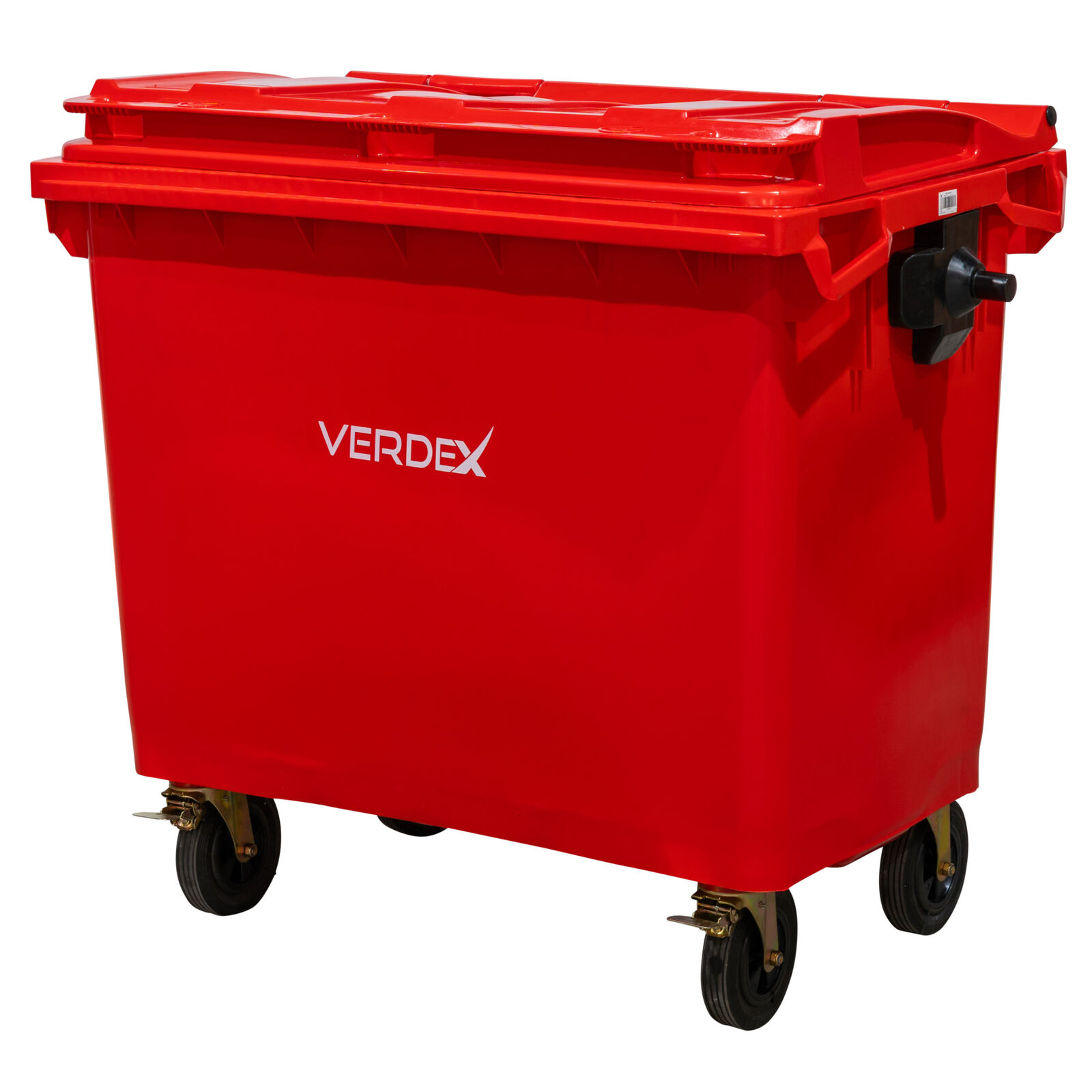Large Plastic Wheelie Bin  -  Flat Lid 660L (Red)
