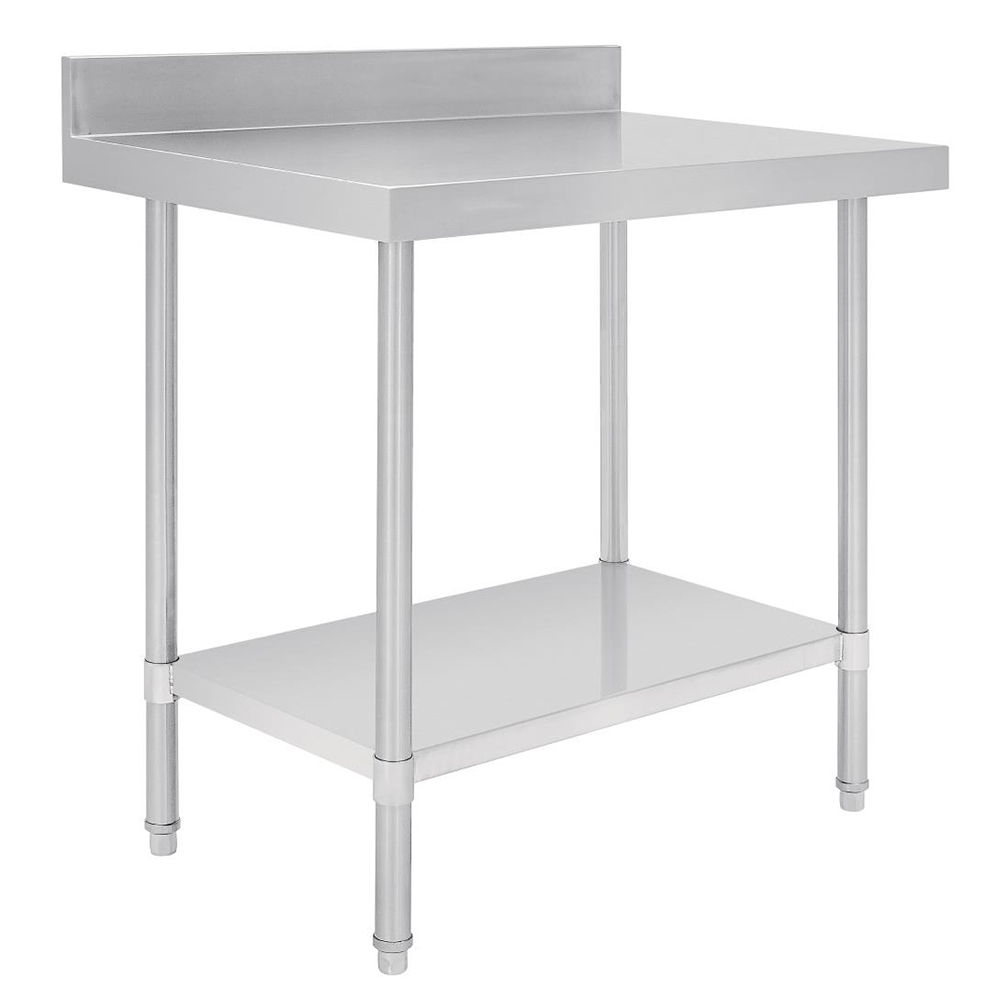 Stainless Steel Bench with splashback 600x600x900mm (WxDxH)
