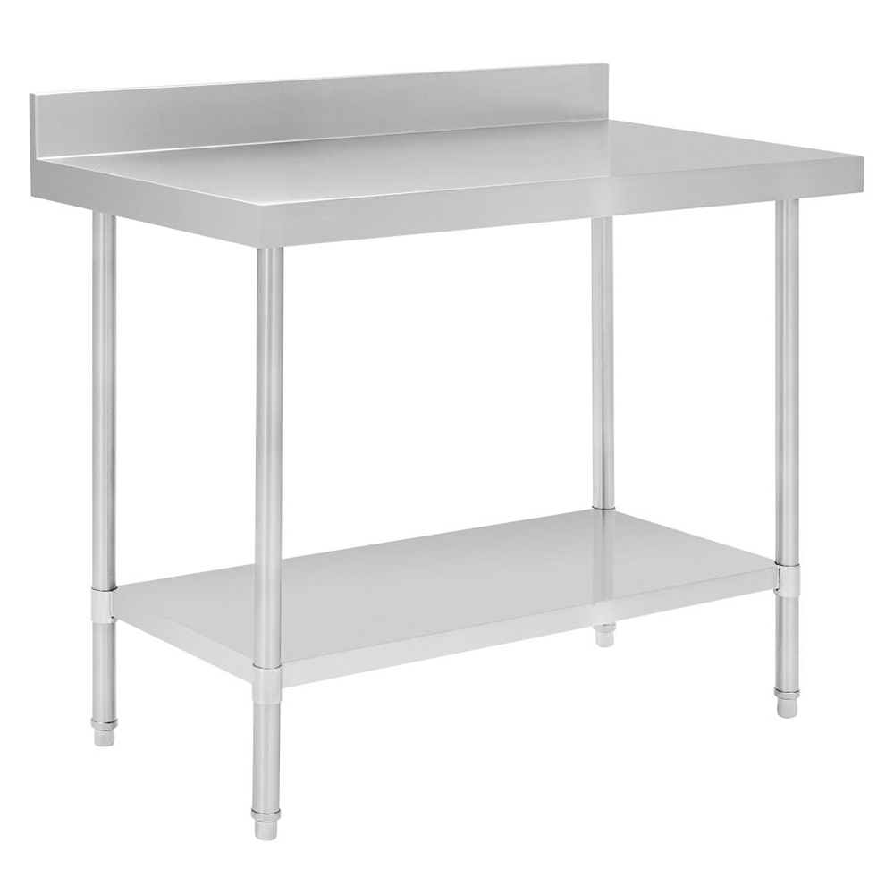 Stainless Steel Bench with splashback 900x600x900mm (WxDxH)