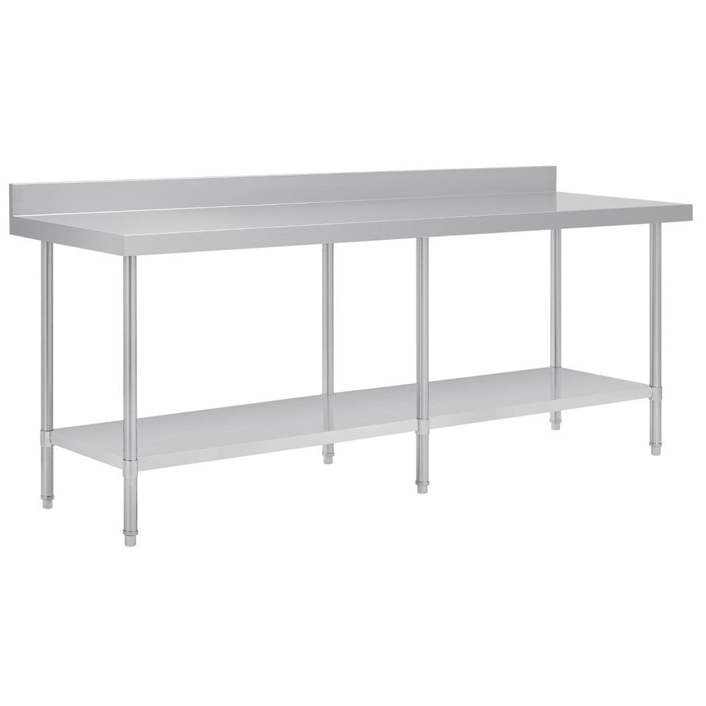 Stainless Steel Bench with splashback 2400x600x900mm (WxDxH)