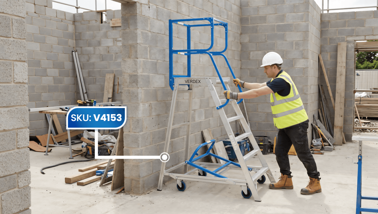 6 step access platform ladder used in warehouse factory building site