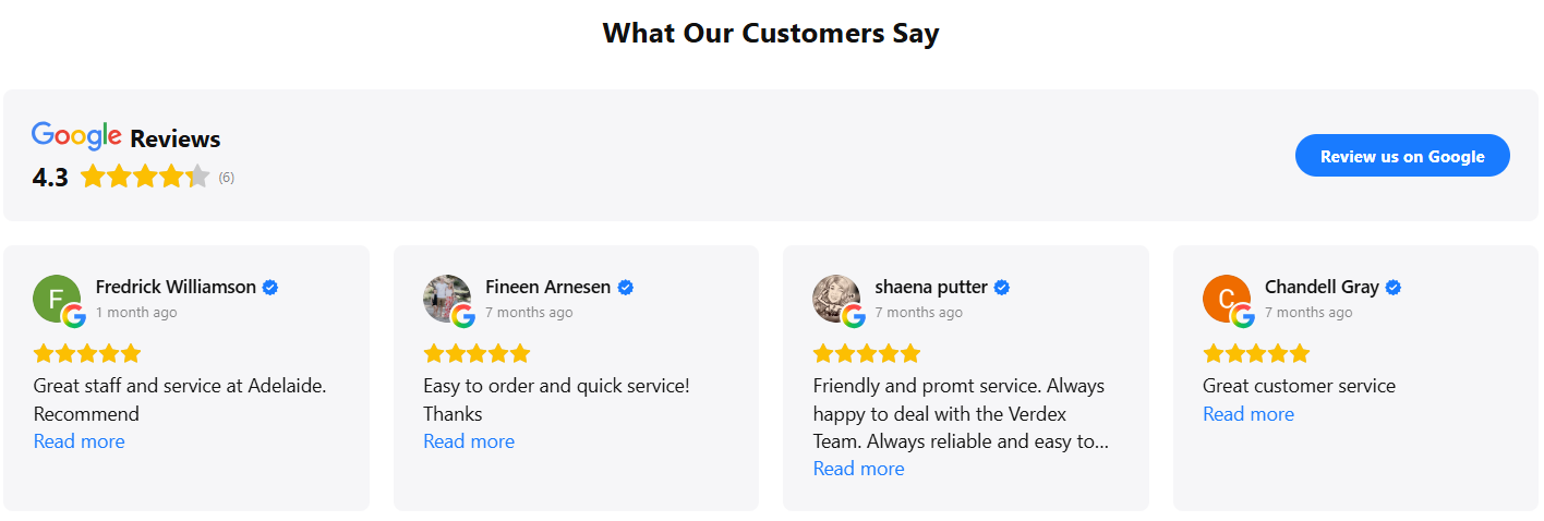 Verdex Brisbane Google Reviews