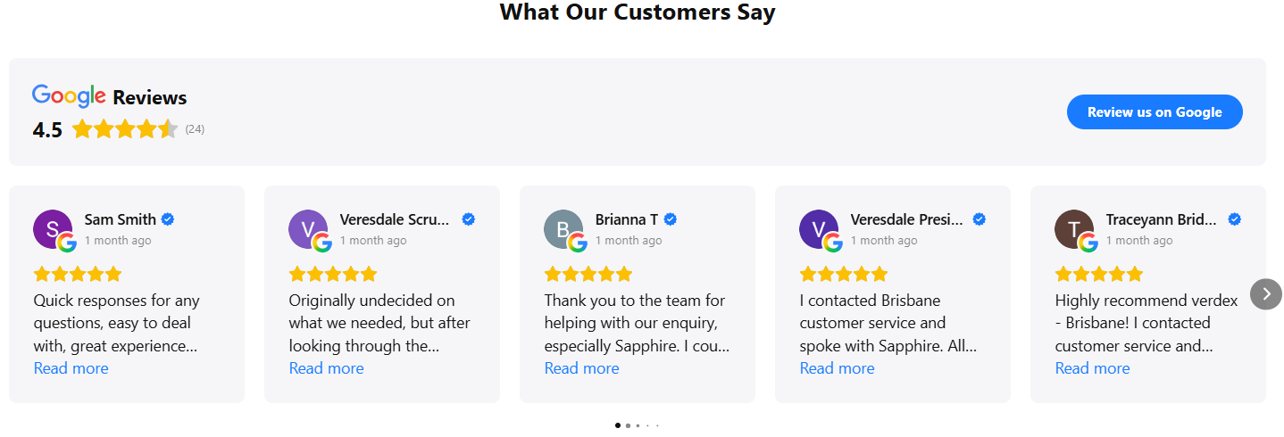Verdex Brisbane Google Reviews