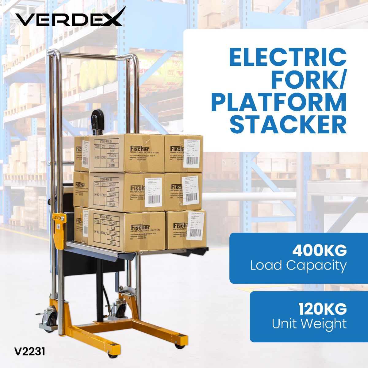 Product image of the Electric Fork Platform Stacker (V2231P).