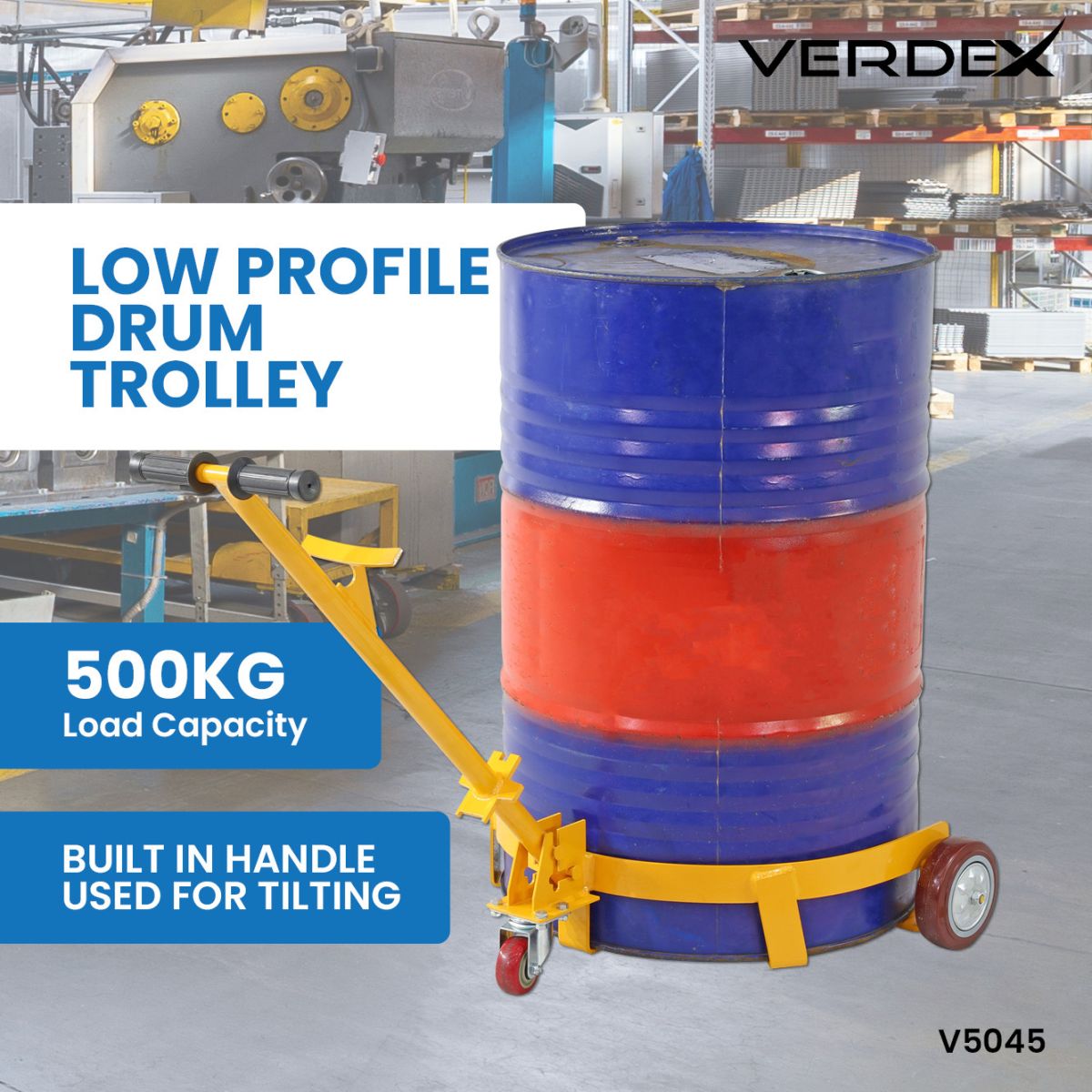 Product image of the Low Profile Drum Trolley (V5045).