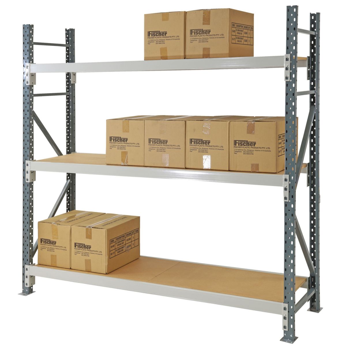 V8060P Heavy Duty Longspan Shelving with Timber Shelves product image.