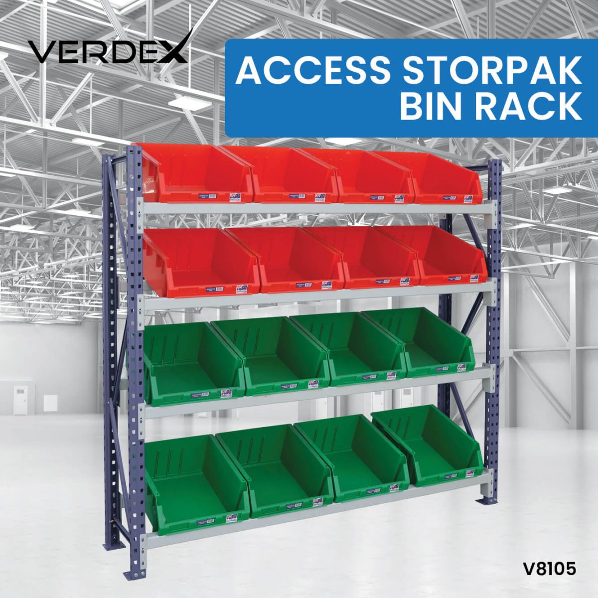 V8105P mobile longspan shelving product image on heavy duty castors.