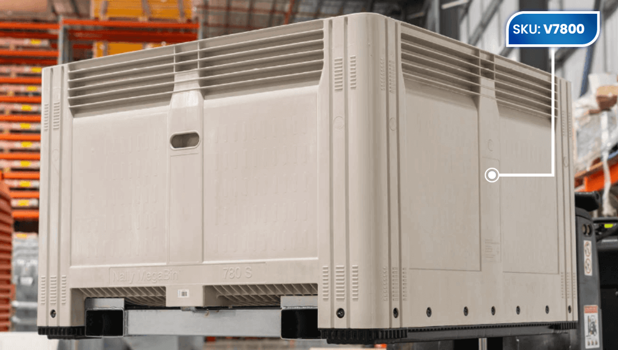 Close Up Shot Solid Mega Bin Warehouse Environment