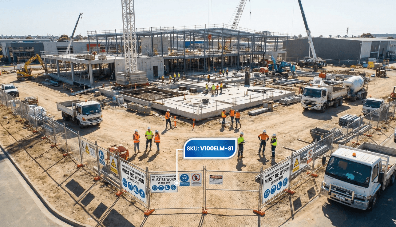 Commercial Construction Site With Clear Signage Safety Protection