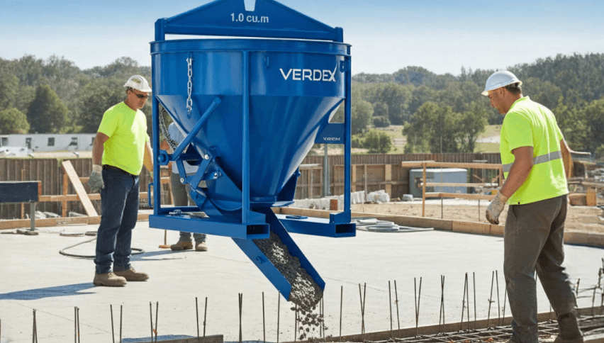 Concrete Kibble 1 Cubic Metre Pouring Concrete On Construction Site