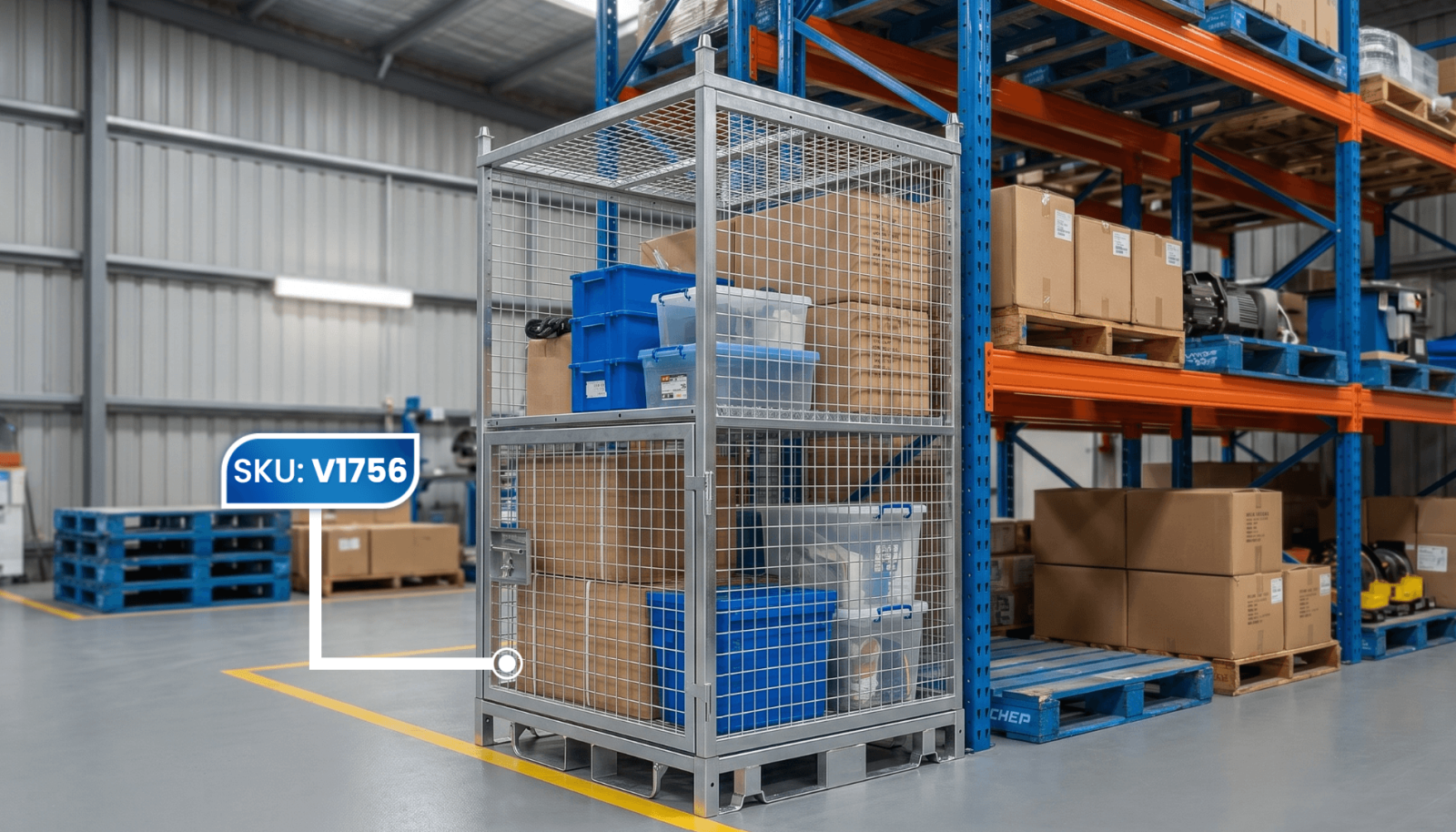 Configurable Full Height Lockable Cage Pallet Racking End