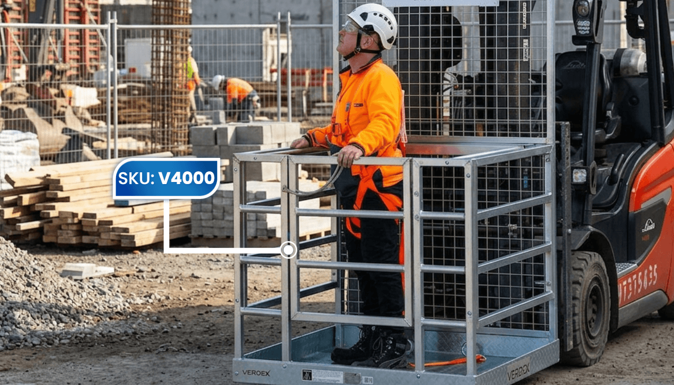 construction worker forklift safety cage work platform