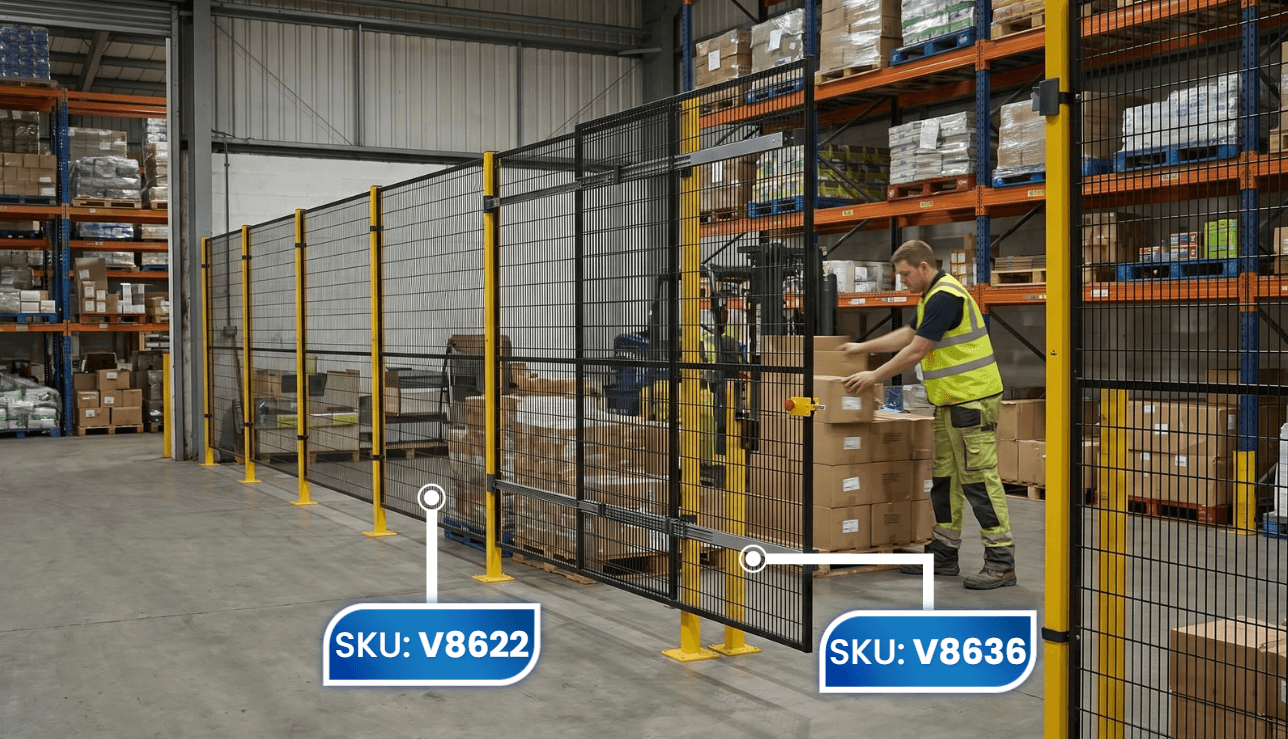 Factory Warehouse Safety Mesh Fence With Single Sliding Door 2000Mm High