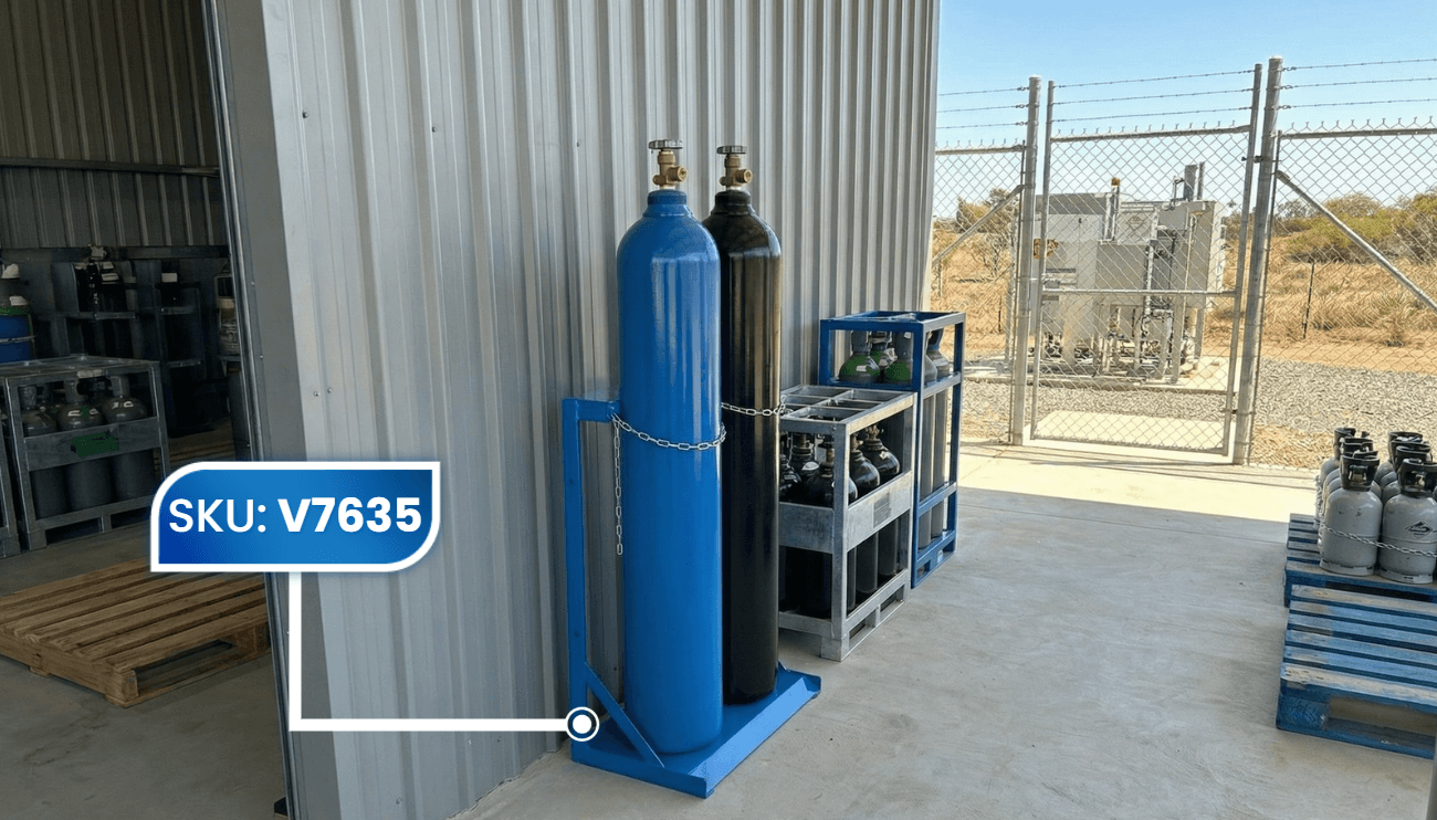 Gas Cylinder Rack Upright Against Wall Outside Warehouse