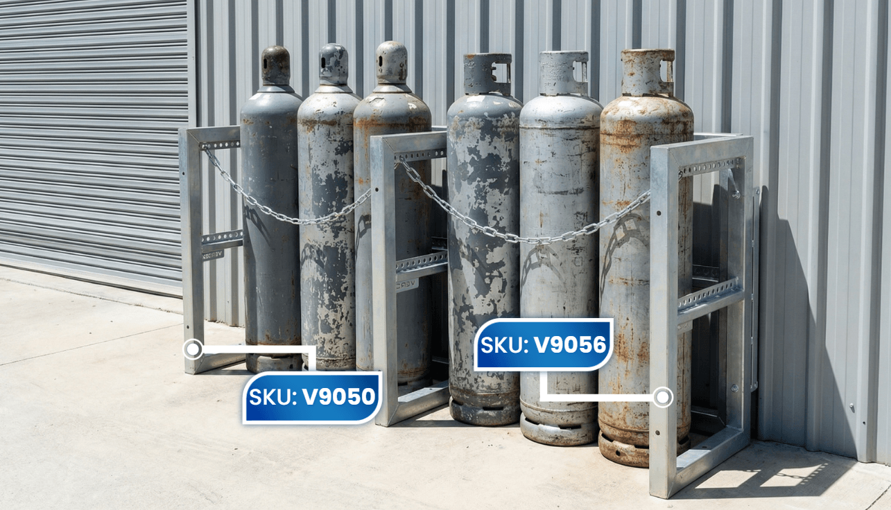 gas cylinders secured gas cylinder storage bays 450mm deep outdoor setting