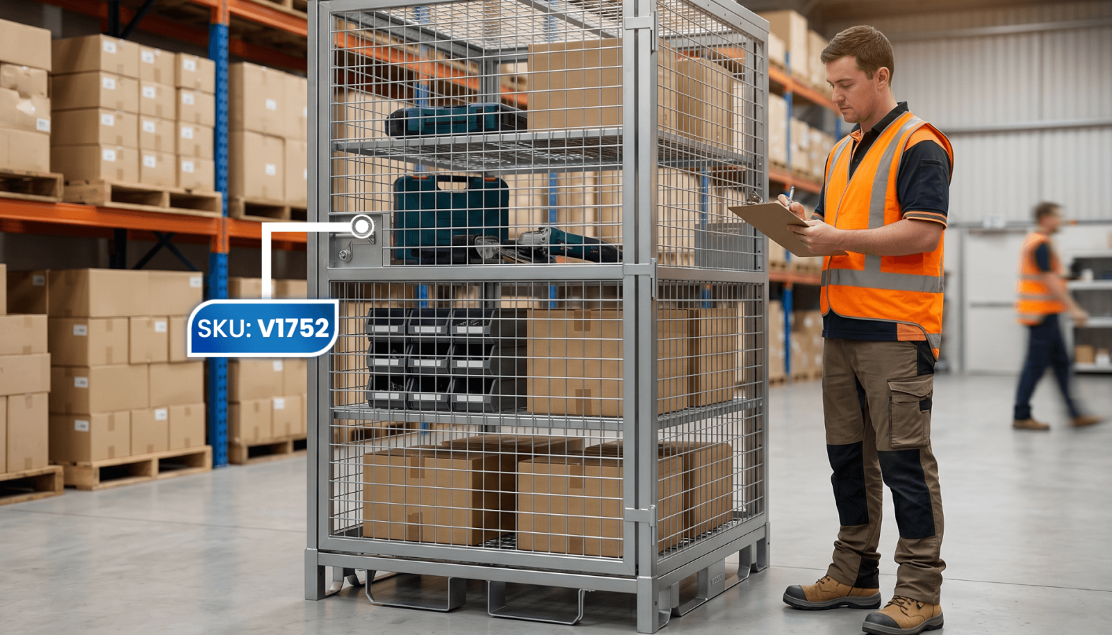 Goods Stored Checked Full Height Lockable Cage With Shelves
