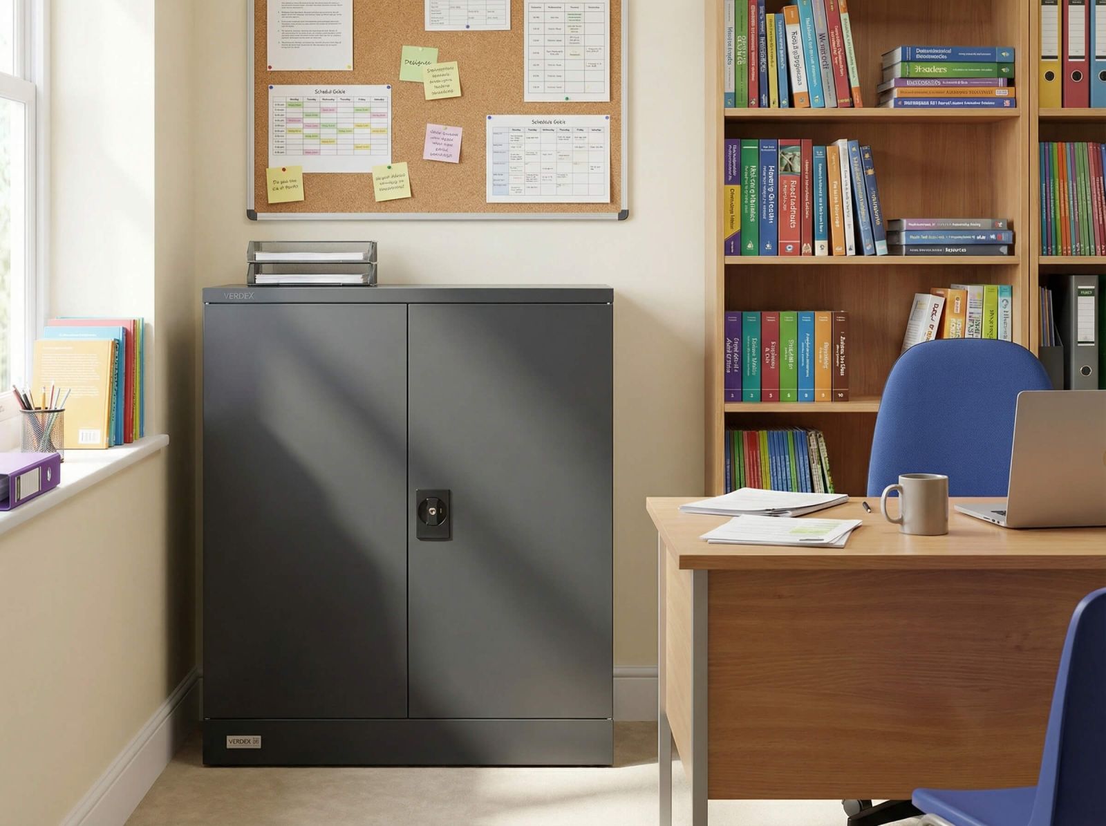 Half Height Stationery Cabinet Dark Grey School Office