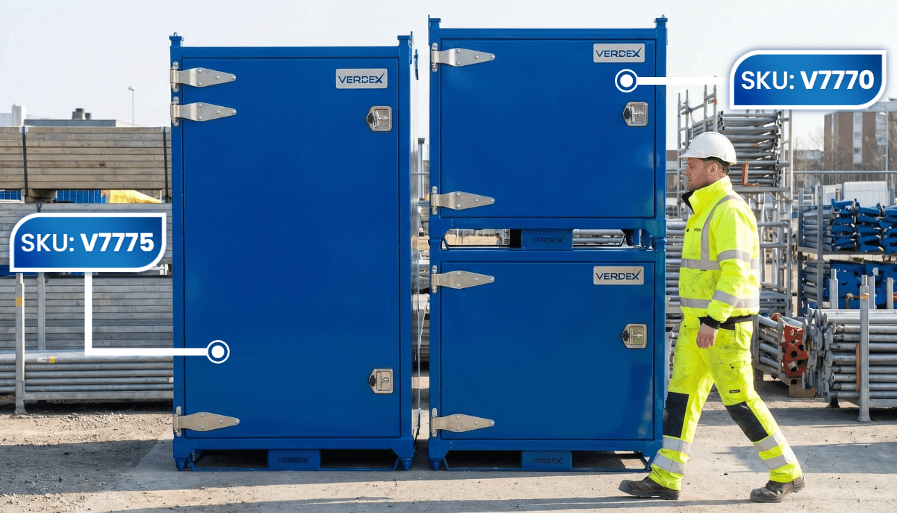 Heavy Duty Craneable Site Box Variations Used On Construction Site