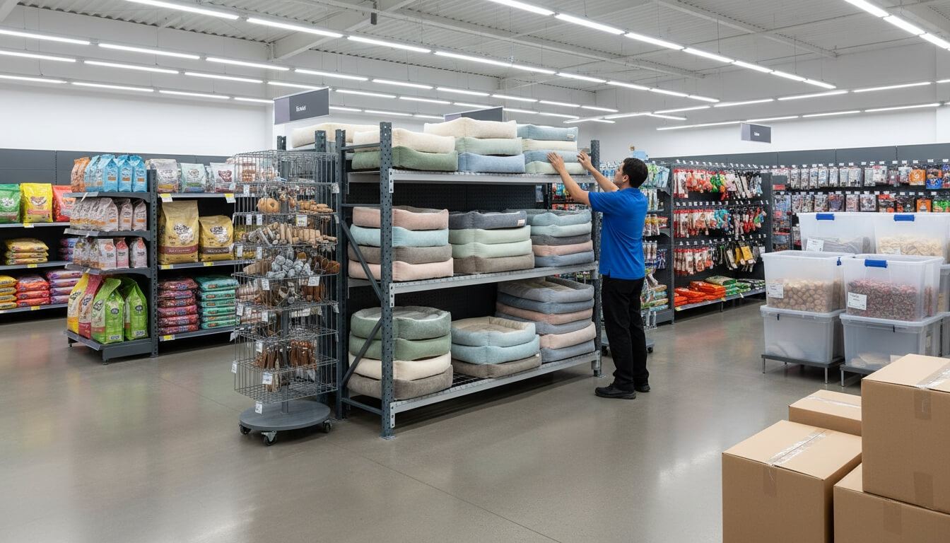 heavy duty mesh longspan shelving retail pet store display.jpg