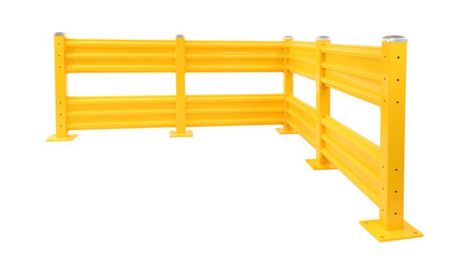 heavy duty powder coat yellow steel safety guard rail fencing construction