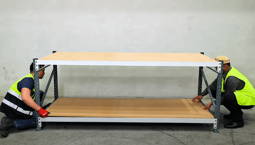 Heavy Duty Warehouse Packaging Bench Installation By Two Warehouse Employees