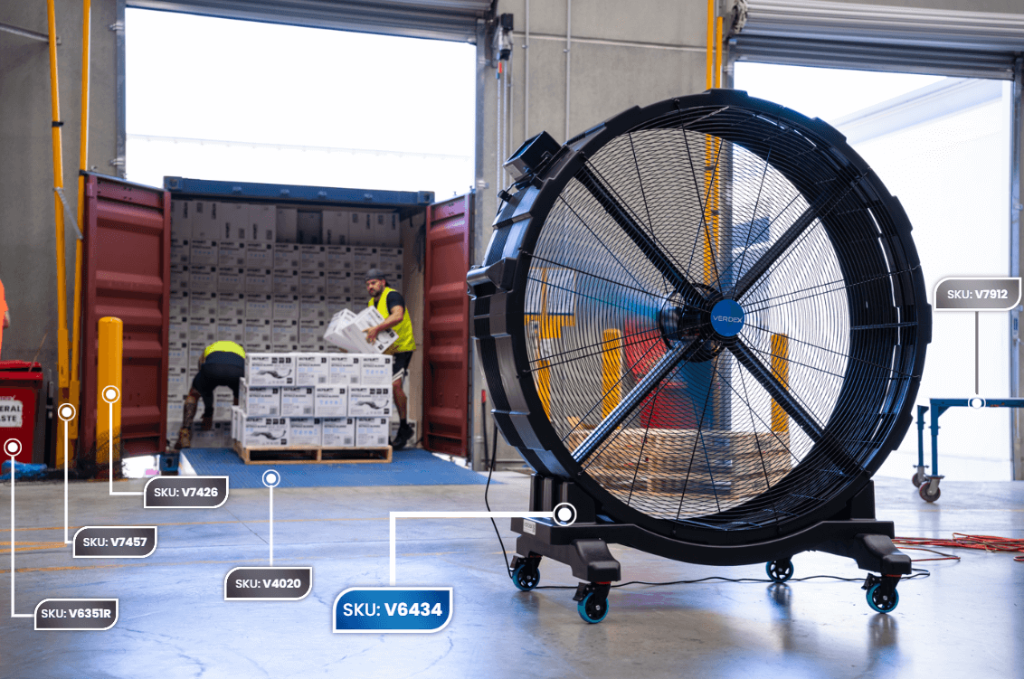 Industrial Mobile Fan Cooling Employees Working Loading Dock