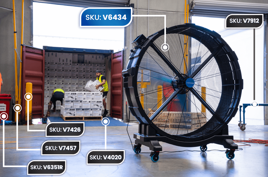 Industrial Mobile Fan Cooling Employees Working Loading Dock