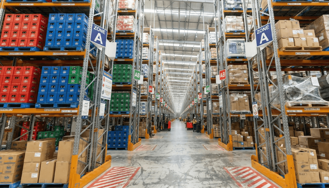 Large High Bay Warehouse With Clear Racking Zones