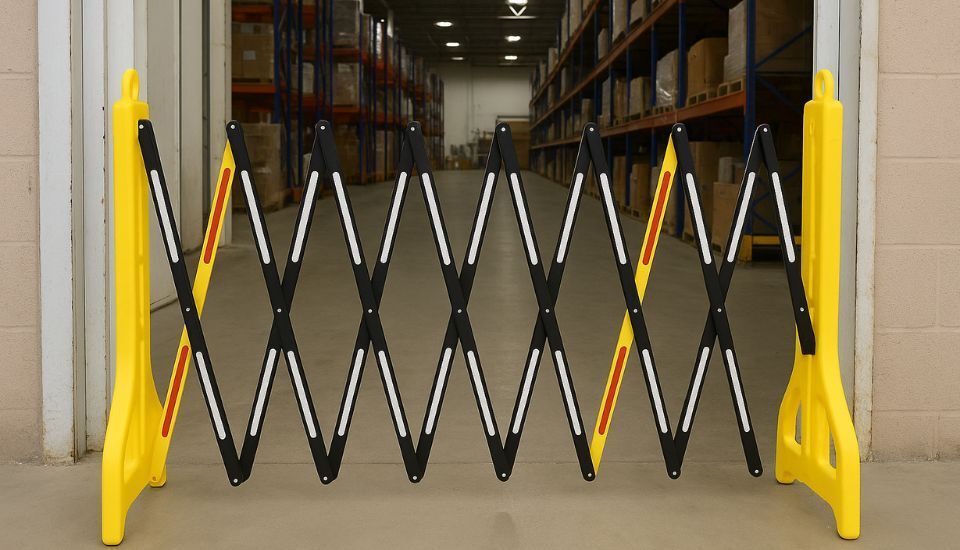 light weight expanding barrier full warehouse entrance