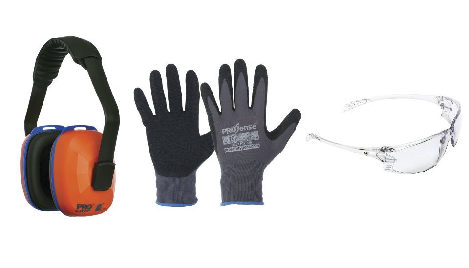 personal protective equipment ear muffs gloves safety glasses