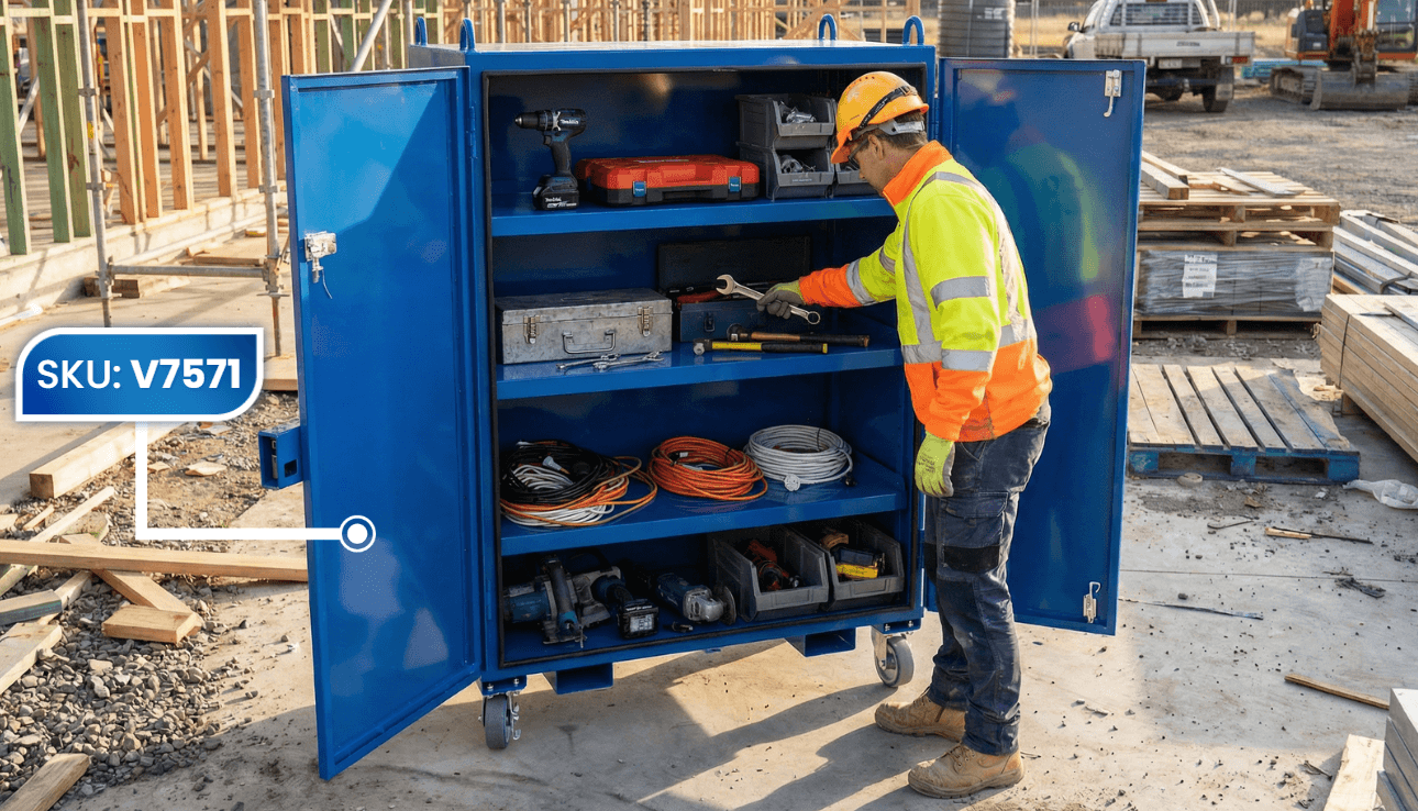 Portable Site Tool Cabinet Double Door Construction Area