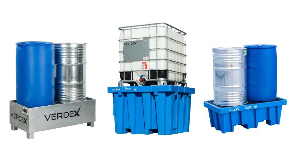 verdex brand various bunded pallets and storage equipment