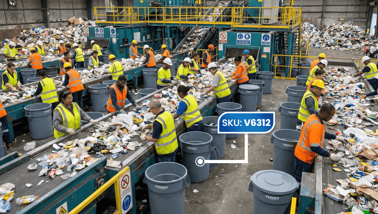 verdex round plastic waste bins busy recycling centre