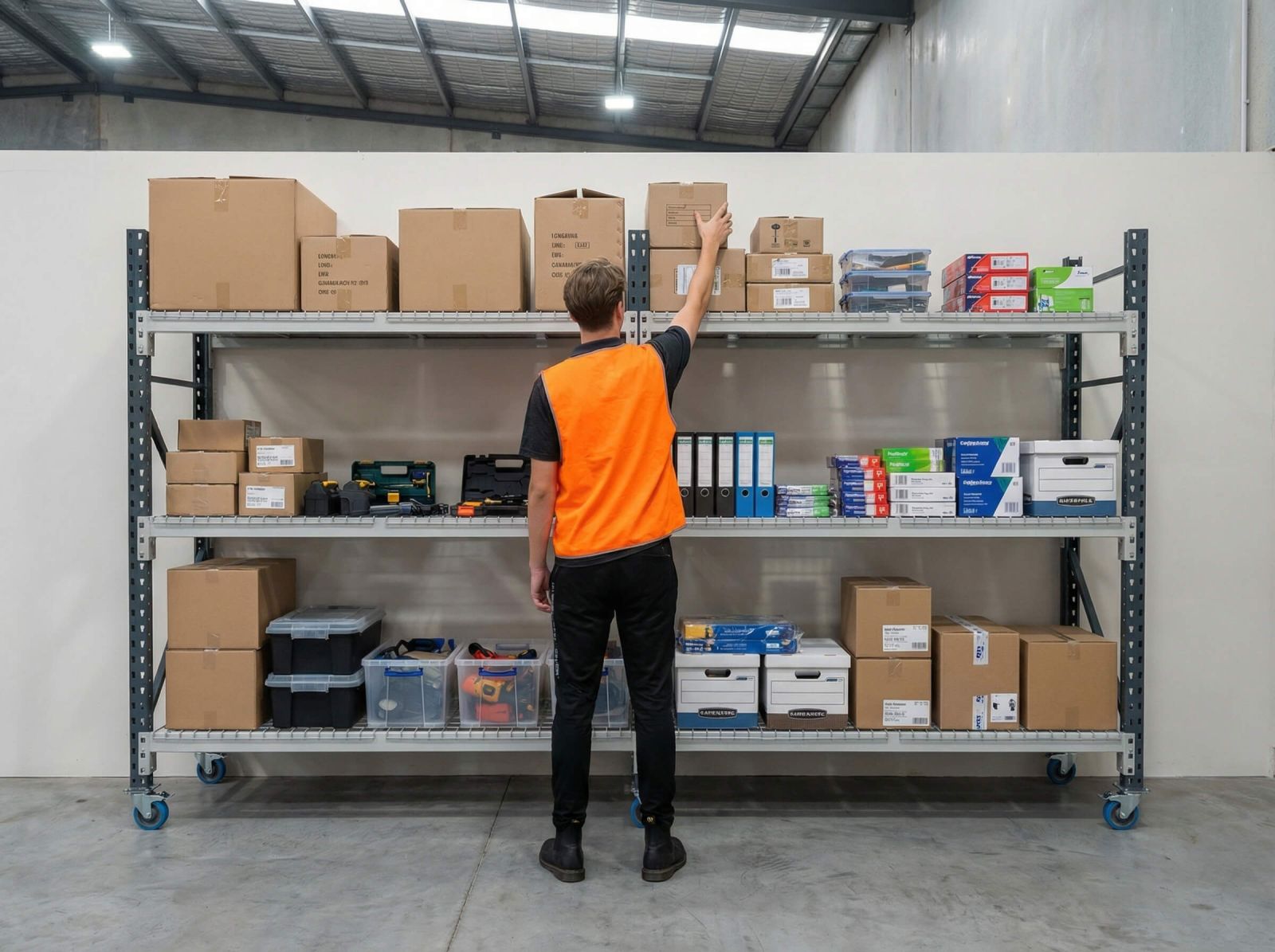 Warehouse Employee Heavy Duty Longspan Shelving With Additional Bay