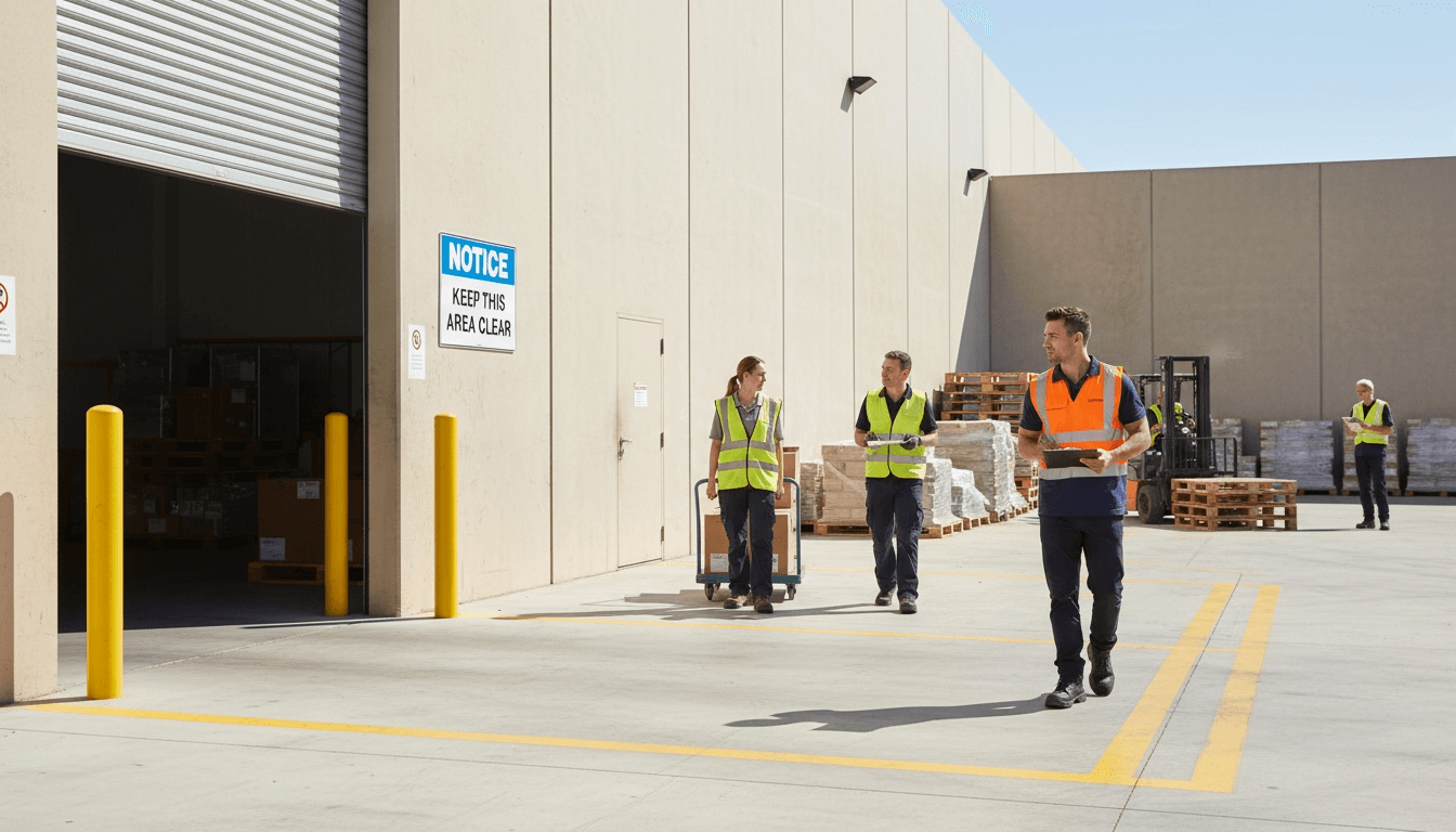 warehouse safety sign keep area clear loading bay