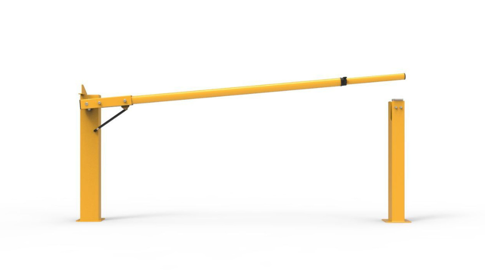 yellow single rail telescopic boom gate
