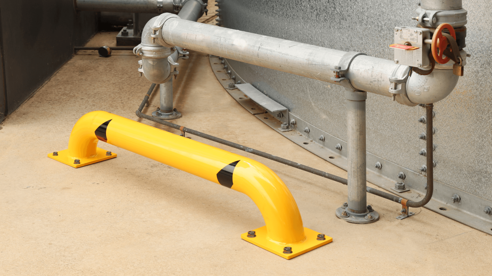 yellow u bar low bollard safety barrier