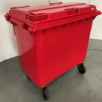 Large Plastic Wheelie Bin  -  Flat Lid 660L (Red)