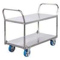 Stainless Steel Double Handle Platform Trolley - 2 Tier