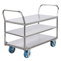 Stainless Steel Double Handle Platform Trolley - 3 Tier