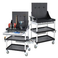 Triple Deck Tool Cart (With Tool Board & Drawer)