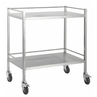 Double Stainless Steel Instrument Trolley (with Rails & No Drawer)