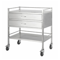 Double Stainless Steel Instrument Trolley (with 2 Drawers)