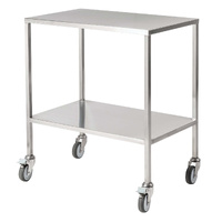 Long Single Stainless Steel Instrument Trolley (No rail on top)