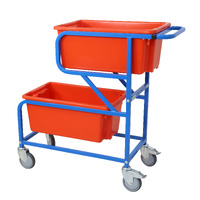 Twin Offset Tub Order Picking Trolley (supplied with 2 red No. 10 bins)