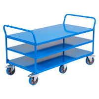 Heavy Duty Double Handle Platform Trolley 1830x915 - 3 Tier
