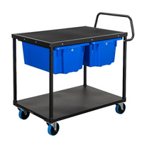 2 Tier Aluminum Trolley (with Undershelf Rail & 2 x No.10 Blue Bins)